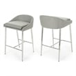Benjara Yoko Set of 2 Counter Stool Chairs- Chrome Iron Legs/Gray Fabric