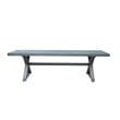 Benjara Jica Outdoor Dining Bench- X Shape Legs- Slatted Dark Gray Metal- 59