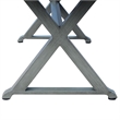 Benjara Jica Outdoor Dining Bench- X Shape Legs- Slatted Dark Gray Metal- 59