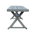 Benjara Jica Outdoor Dining Bench- X Shape Legs- Slatted Dark Gray Metal- 59