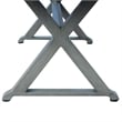 Benjara Jica Outdoor Dining Bench- X Shape Legs- Slatted Dark Gray Metal- 59