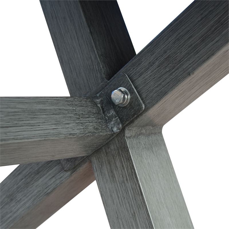 Benjara Jica Outdoor Dining Bench- X Shape Legs- Slatted Dark Gray Metal- 59