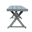 Benjara Jica Outdoor Dining Bench- X Shape Legs- Slatted Dark Gray Metal- 59