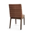 Benjara Lissa Dining Chair-Channel Stitching-Brown Polyester Cushions-Wood Legs