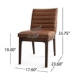 Benjara Lissa Dining Chair-Channel Stitching-Brown Polyester Cushions-Wood Legs
