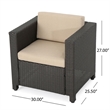 Benjara Elza Outdoor Accent Chair Set of 4- Brown Faux Rattan Wicker- Beige