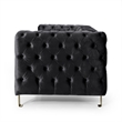 Benjara Nua Sofa- Chesterfield Tufted Black Velvet- 84 Inch- Modern Gold Legs