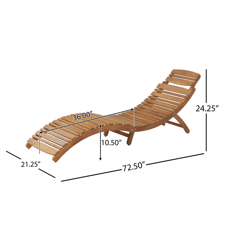 Benjara Hanie Foldable Chaise Lounger-Outdoor-Open Slatted in Brown Acacia Wood