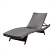 Benjara Mach Chaise Lounger- Dark Brown Rattan Wicker Frame- Outdoor- 79 Inch