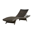 Benjara Mach Chaise Lounger- Dark Brown Rattan Wicker Frame- Outdoor- 79 Inch