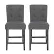 Benjara Sika Counter Height Stool Chair -Tufted Dark Charcoal Gray (Set of 2)