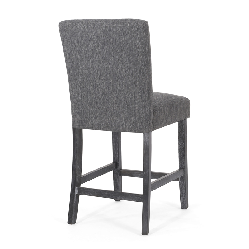 Benjara Sika Counter Height Stool Chair -Tufted Dark Charcoal Gray (Set of 2)
