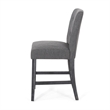 Benjara Sika Counter Height Stool Chair -Tufted Dark Charcoal Gray (Set of 2)