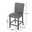 Benjara Sika Counter Height Stool Chair -Tufted Dark Charcoal Gray (Set of 2)