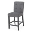 Benjara Sika Counter Height Stool Chair -Tufted Dark Charcoal Gray (Set of 2)