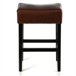 Benjara Piya Counter Stool Set of 2- Backless- Brown Bonded Leather- Black Legs
