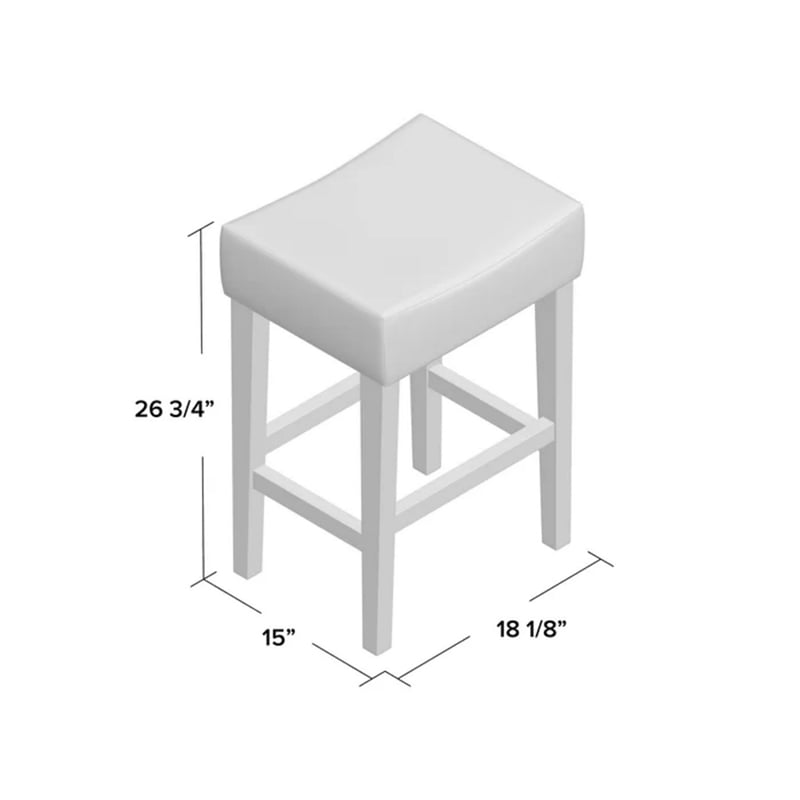 Benjara Piya Counter Stool Set of 2- Backless- Brown Bonded Leather- Black Legs