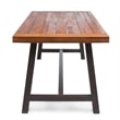 Benjara Carls Dining Table- Rectangular 71 Inch- Outdoor Light Brown Wood- Iron