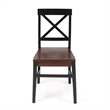 Benjara Ricks Dining Chair Set of 2- Crossed X Back - Dark Brown/Black
