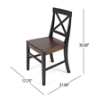 Benjara Ricks Dining Chair Set of 2- Crossed X Back - Dark Brown/Black