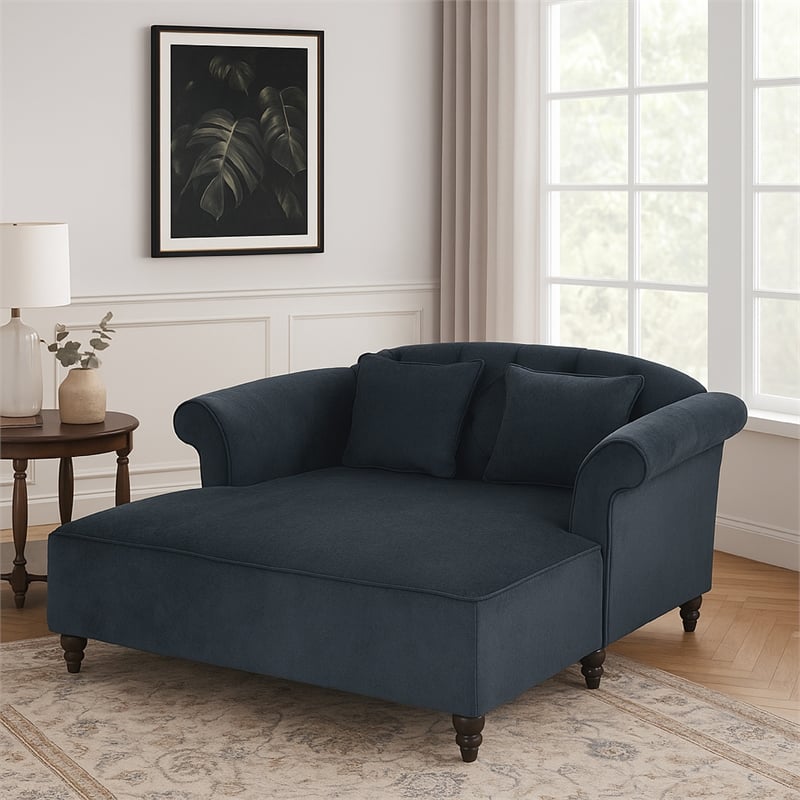 Benjara Loveseat Chaise Lounger- 2 Pillows- 63