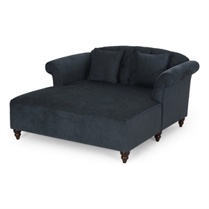 Benjara Loveseat Chaise Lounger- 2 Pillows- 63&quot Wood Frame- Charcoal Gray