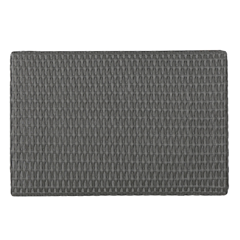 Benjara Mach Snack Table- Dark Gray Outdoor Safe Wicker and Iron Frame- 24 Inch