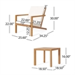 Benjara Liah Outdoor Patio Table Set-2 Chairs-Brown Acacia Wood-Cream Polyester