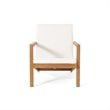 Benjara Liah Outdoor Patio Table Set-2 Chairs-Brown Acacia Wood-Cream Polyester