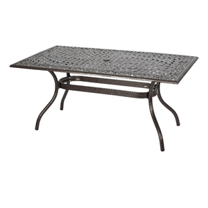 Benjara Toni Outdoor Table- 67&quot Rectangular Top- Lattice Bronze Aluminium