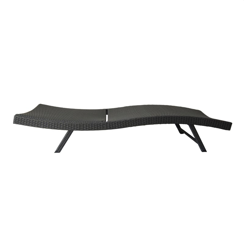 Benjara Stela Outdoor Lounge Chaise- Gray Rattan Wicker- Adjustable- 79 Inch