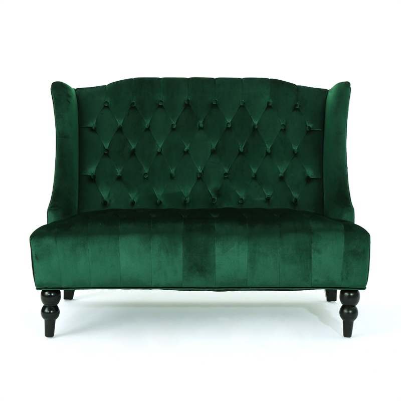 Benjara Lanny Loveseat Settee- Wingback Bench 50