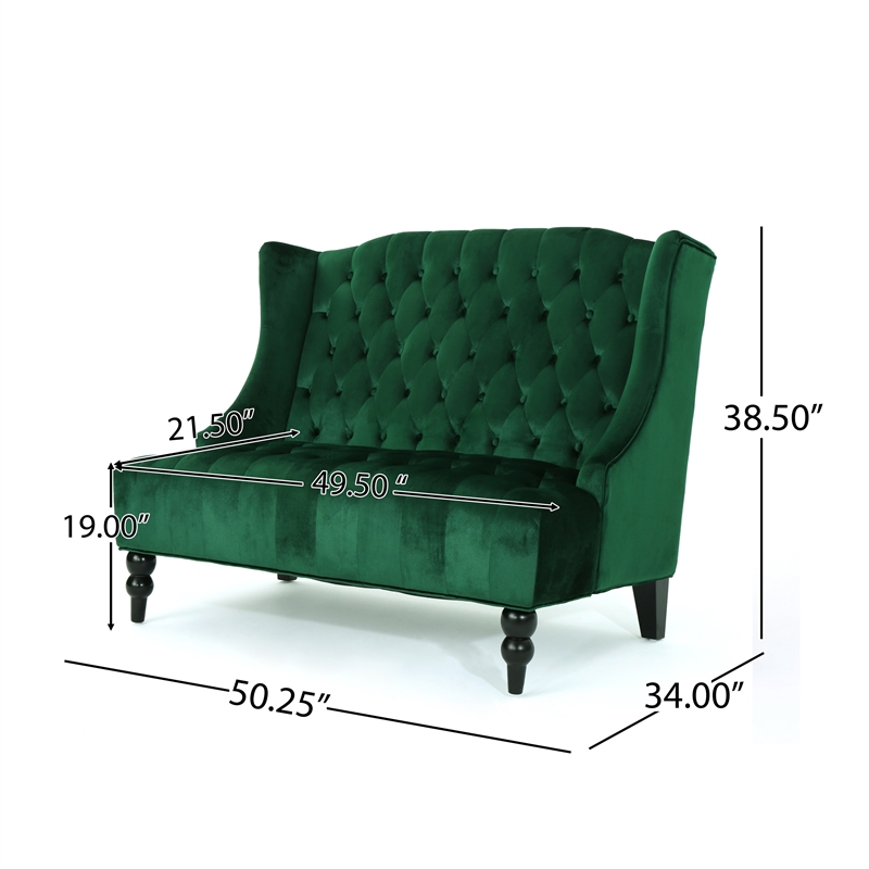 Benjara Lanny Loveseat Settee- Wingback Bench 50