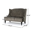 Benjara Lanny Loveseat Settee- Wingback Bench 50