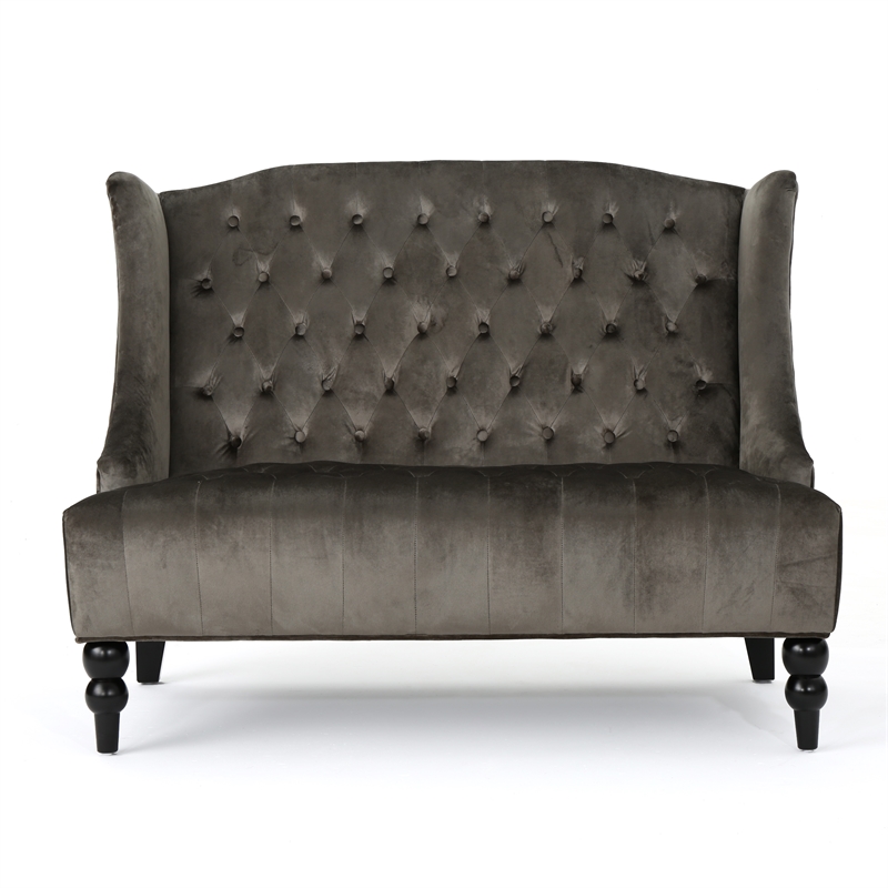 Benjara Lanny Loveseat Settee- Wingback Bench 50