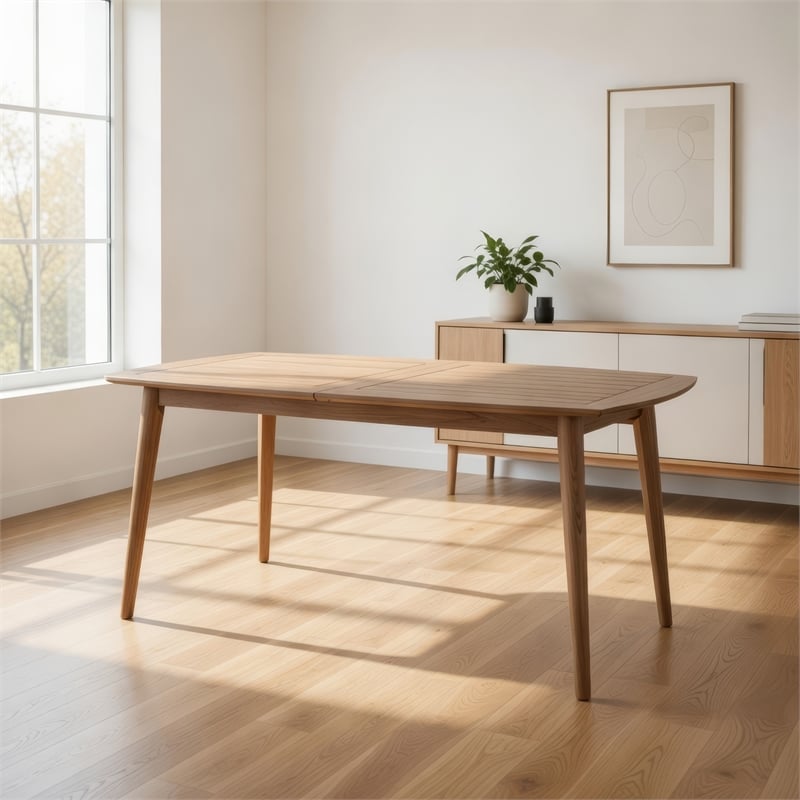 Benjara Sumona Outdoor Dining Table- Extendable- Brown Acacia Wood- 71-95 Inch