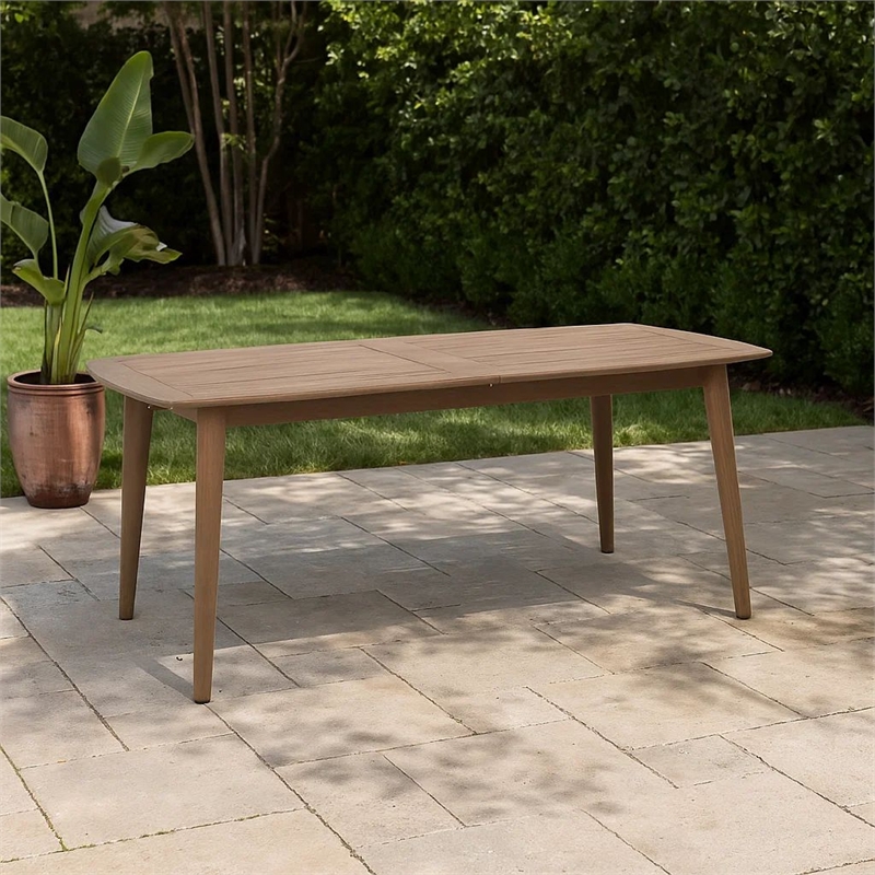 Benjara Sumona Outdoor Dining Table- Extendable- Brown Acacia Wood- 71-95 Inch