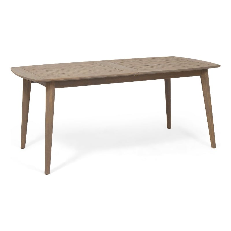 Benjara Sumona Outdoor Dining Table- Extendable- Brown Acacia Wood- 71-95 Inch