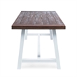 Benjara Nikay Outdoor Dining Table- Dark Brown Acacia Wood- White Iron- 71 Inch