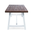 Benjara Nikay Outdoor Dining Table- Dark Brown Acacia Wood- White Iron- 71 Inch