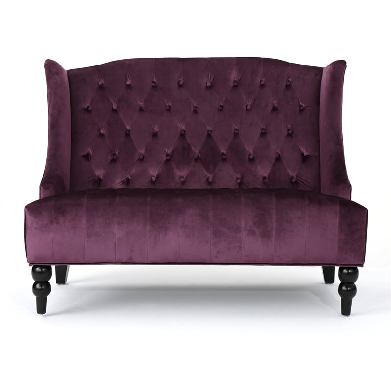 Benjara Lanny Loveseat Settee- Wingback Bench 50