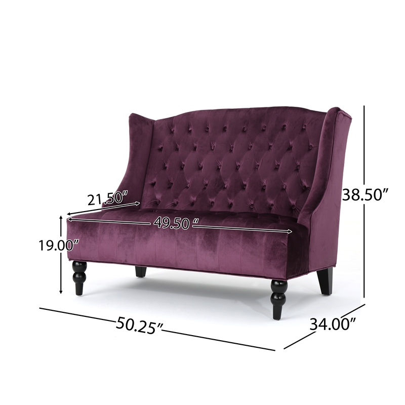 Benjara Lanny Loveseat Settee- Wingback Bench 50