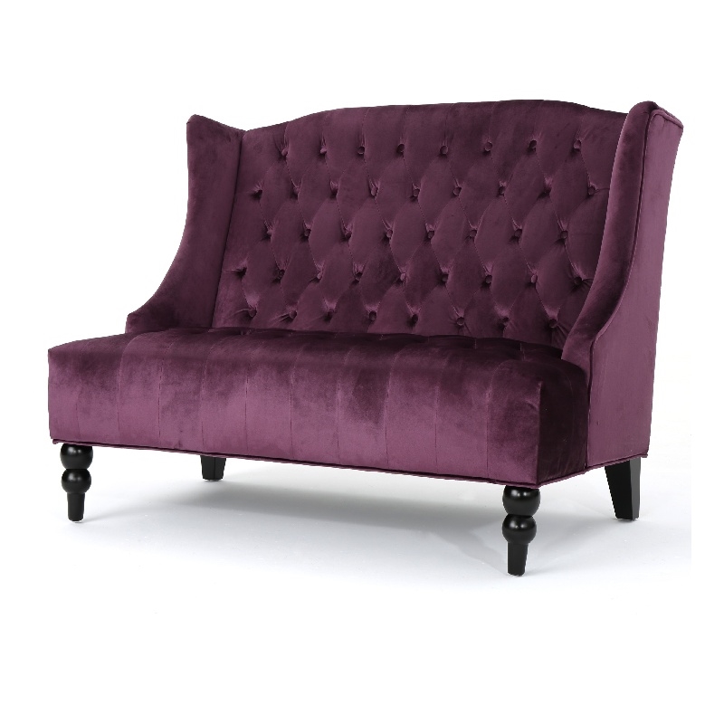 Benjara Lanny Loveseat Settee- Wingback Bench 50