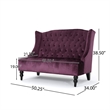 Benjara Lanny Loveseat Settee- Wingback Bench 50