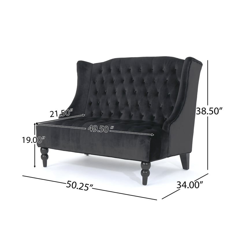 Benjara Lanny Loveseat Settee- Wingback Bench 50