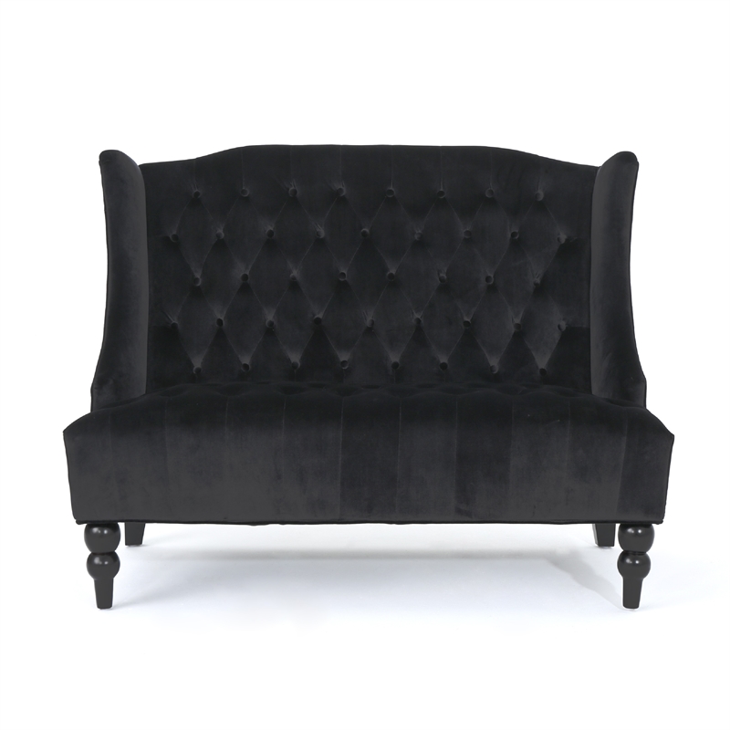 Benjara Lanny Loveseat Settee- Wingback Bench 50
