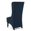 Benjara Becca Dining Chair- High Wingback Brown Birch Wood- Navy Blue Fabric
