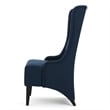 Benjara Becca Dining Chair- High Wingback Brown Birch Wood- Navy Blue Fabric