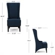 Benjara Becca Dining Chair- High Wingback Brown Birch Wood- Navy Blue Fabric