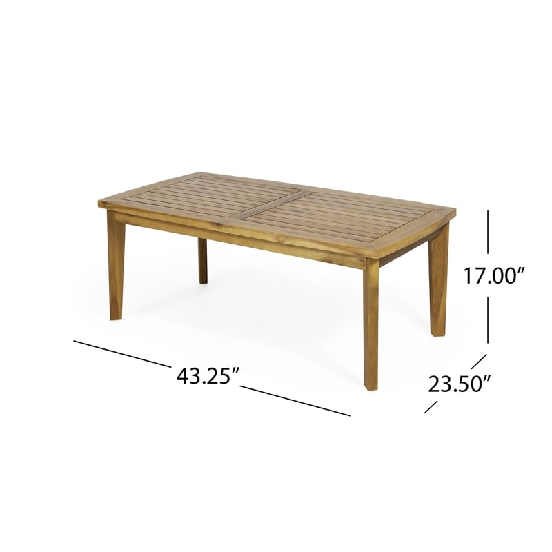 Benjara Outdoor Rectangular Coffee Table - Natural Brown